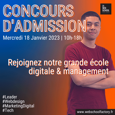 Concours admission Web School Factory, école digitale